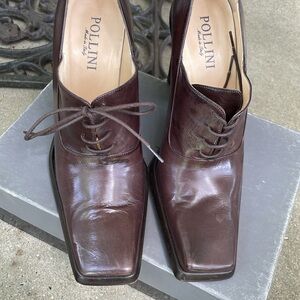 Luxury brand Pollini brown lace up heels
